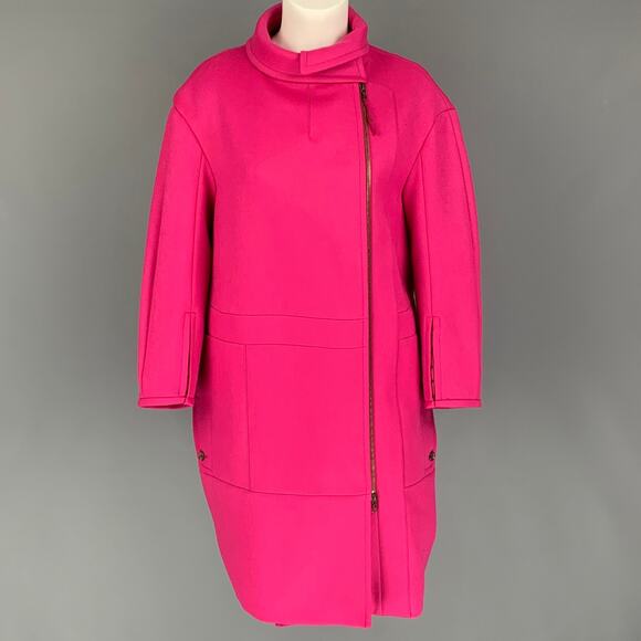 NINA RICCI Size 6 Pink Wool Solid Zip Up Coat - Picture 1 of 1
